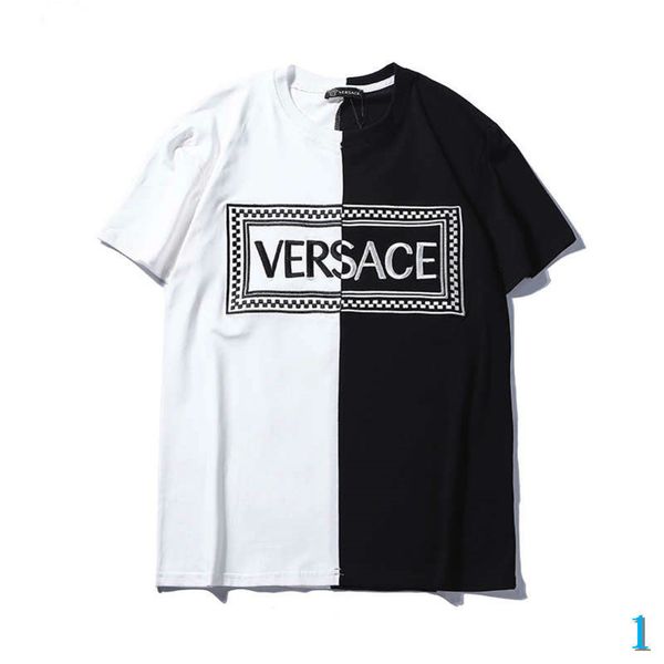 

mens versace euramerican стиль дизайнер мужская рубашка лето роскошные мужские топы тройники с коротким рукавом мужчины и женщины футболки п, White;black