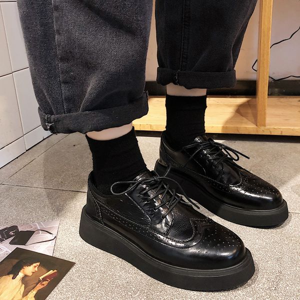 

casual woman shoe women shoes autumn british style female footwear clogs platform all-match round toe oxfords women's fall new, Black