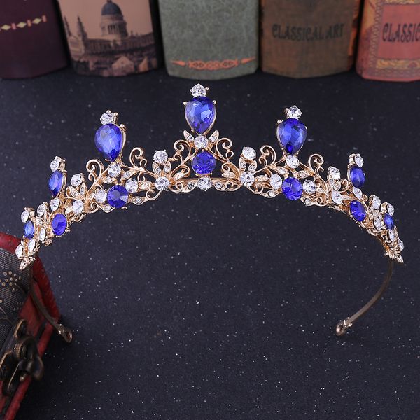 

diezi bridal cute wedding crown luxury rhinestone 2019 new hair accessories party crystal tiaras diadem girls headbands, White;golden