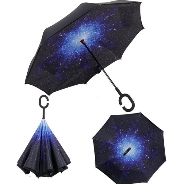 Ветрозащитный перевернутый зонтик складных двухслойный Обратный дождь вс Зонтики Наизнанку самостоятельный Стенд Bumbershoot с C Ручкой 30styles 000