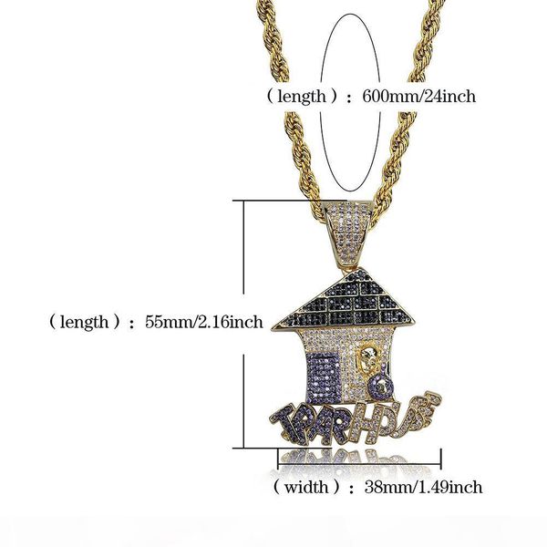 

mens necklace hip hop jewelry copper with zircon iced out chains christmas gift high grade house pendant necklace fashion jewelry wholesale, Silver