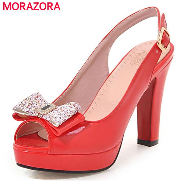 

morazora slingbackds shoes woman in summer women pumps high heels shoes fashion lady platform party big size 34-43, Black