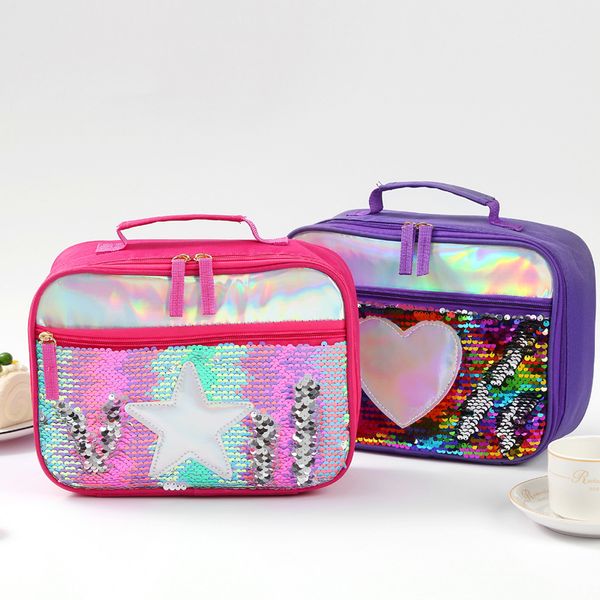 New Fashion Sequin Kids Lunch Bags Aluminum Foil Thermal Insulated - 2019 roblox cartoon insulated lunch picnic bag school travel snack