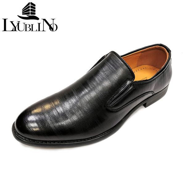 

new 2020 men oxford pu leather dress shoes slip-on flats male casual shoes footwear loafers men plus size shoe spring autumn, Black