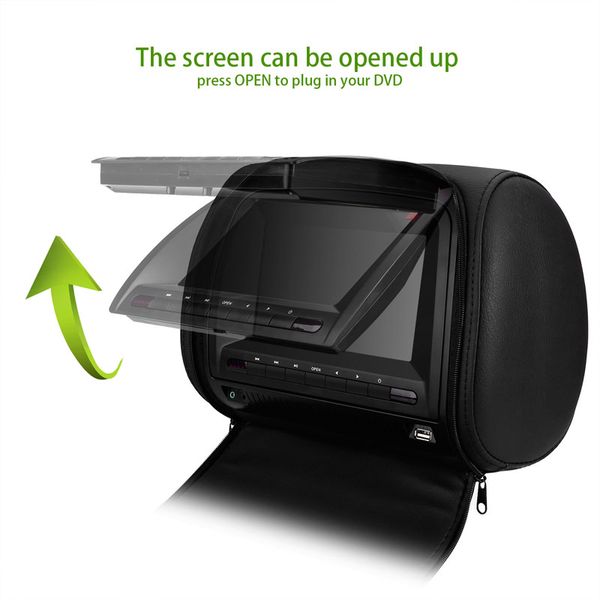 

xst 2pcs 7 inch 800*480 tft lcd capacitance screen car headrest monitor dvd video player support ir/fm/usb/sd/speaker/wire game