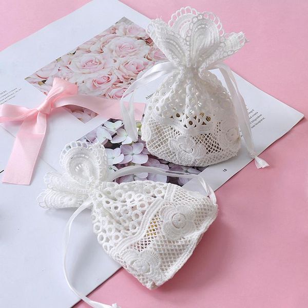 

bundle pockets candy bags pearl yarn jewelry ring stud earrings bracelet necklace storage bag round hole lace bags