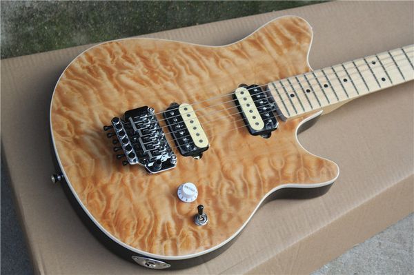 

edward van halen wolf music man ernie ball axis trans brown qulit maple electric guitar tremolo bridge back cover maple fingerbaord