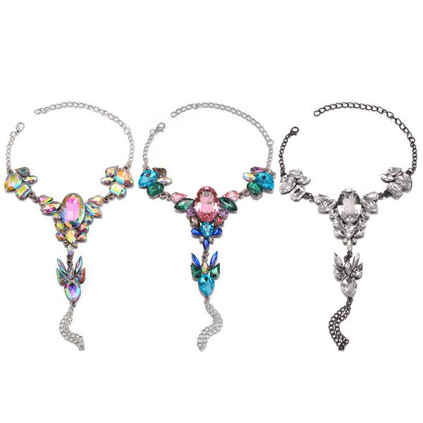 

fashion wedding barefoot sandals beach foot jewelry leg chain female boho crystal anklet for women, Red;blue