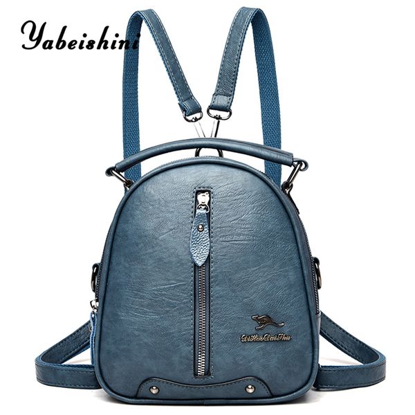 

multifunction leather backpacks for women travel backpack mini school bags for teenage girls sac a dos kangaroo female backpacks