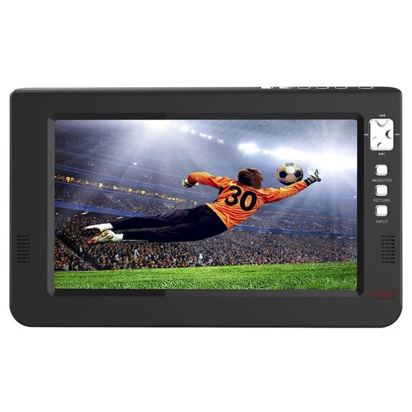 

portable 9 inch tft led 1080p hdmi-in h.265 dvbt2 digital analog tv car television support usb tf card reader eu plug