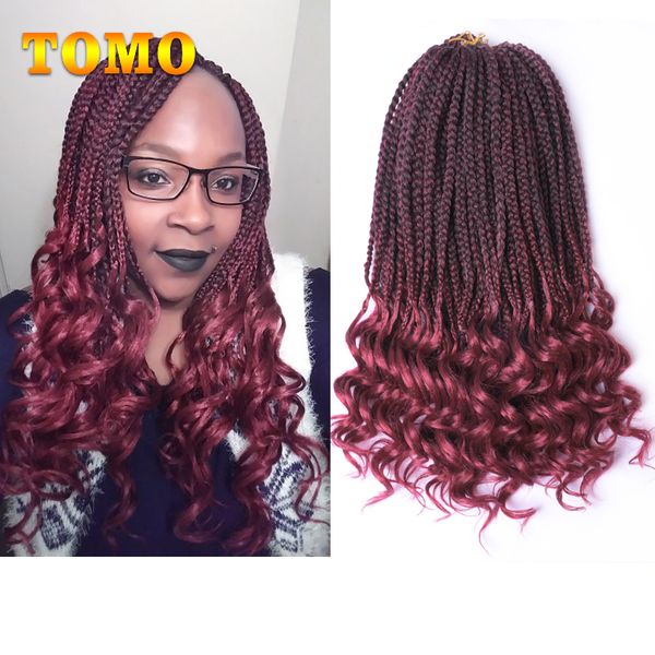 2020 Tomo Ombre Mix Black Burgundy Crochet Synthetic Braids Wavy