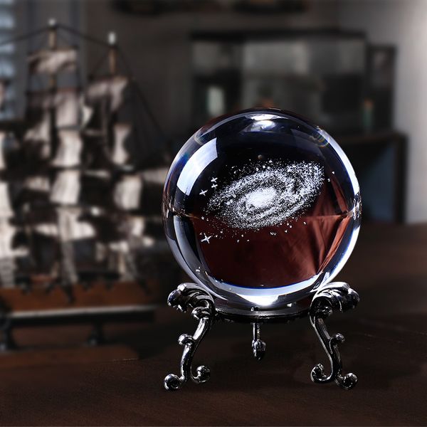 2019 60mm 3d Laser Engraved Galaxy Glass Ball Crystal Miniatures Boy Gifts Sphere Home Decoration Accessories Globe Universe Present Q190522 From