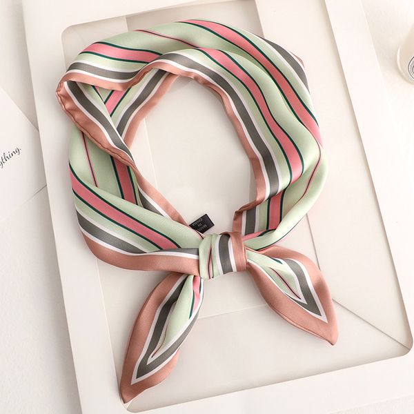 

2020 handkerchief stripe skinny scarf print women silk scarf small handle bag ribbons female head scarves sharp angle foulard, Blue;gray