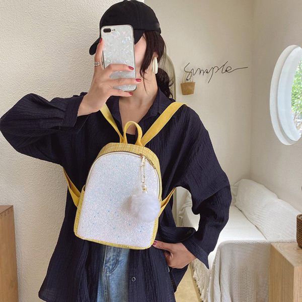 

delicate casual pompom girls school bag backpack classic texture creative design women sequins canvas travel book bagpack