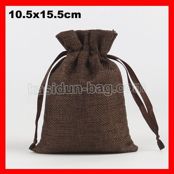

100pcs/lot size 10.5x15.5cm small drawstring jute linen bag for wedding gift