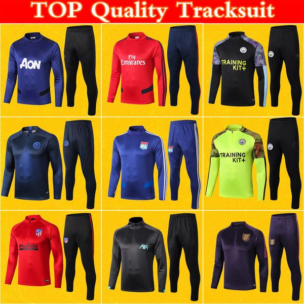 

mens survetement foot manchester gunner atletico man city tracksuit 2020 soccer training suit 19 20 winter sweat pants sets, Black
