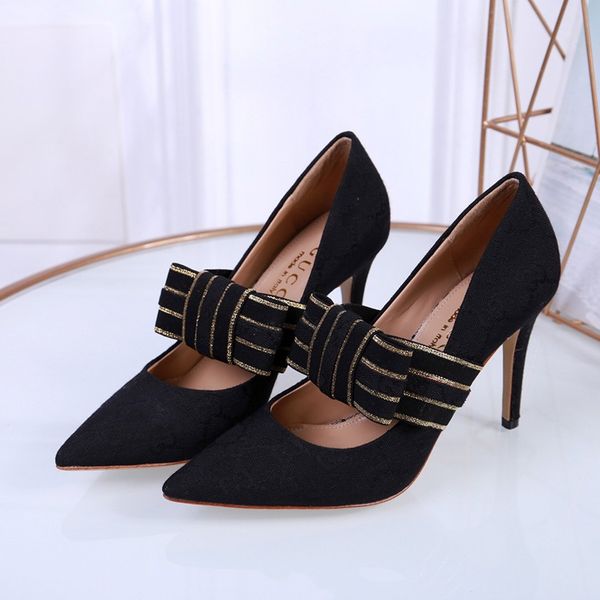 

2020 spring and summer women's high-heeled fashion wild work shoes shallow mouth casual retro pointed heels06#, Black