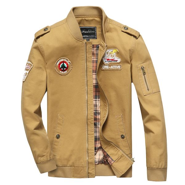 

весна новый стиль молодежь мужчины тонкий повседневная куртка army workwear flight чистый хлопок большой размер coat, Black;brown