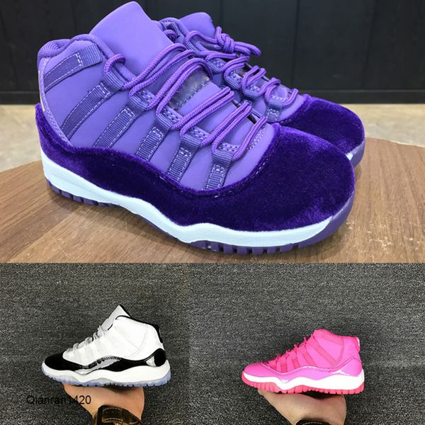 

concord 11 kids basketball shoes boy retro bred sports shoes children sneakers gym red chicago midnight navy girls athletic designer shoes