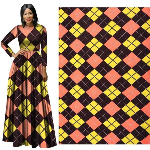 % 100 polyester batik çift taraflı baskılı kumaş takım elbise kumaşı geometrik kafes Afrikalı moda kumaş toptan yeni özel