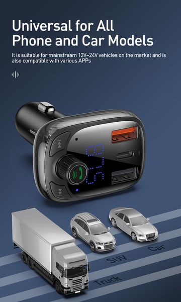 

2019 baseus quick charge 4.0 car charger for phone fm transmitter bluetooth car kit audio mp3 player fast dual usb car phone charger
