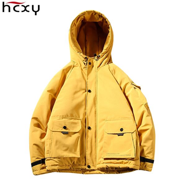 

hcxy 2019 winter male jacket new tide japanese tooling men's coat thick coat men, Black