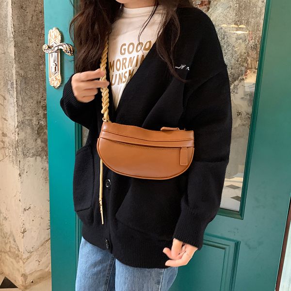 

vento marea fashion crossbody bags for women 2019 woven strap pu leather knitting chest shoulder bag moon vintage designer pouch