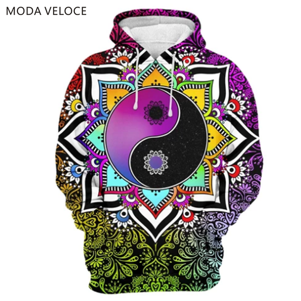 

modaveloce фиолетовый инь ян hoodie полиэстер с шерстью hoodies аниме мужская толстовка luxury, Black