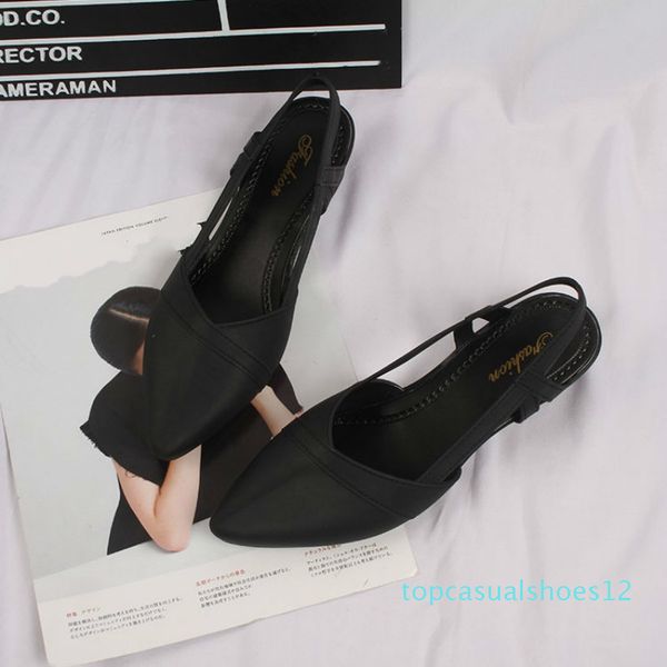 

summer fashion casual women shoes pointed toe cool straps wear wild comfortable wear-resistant flat with solid female sandals t12, Black
