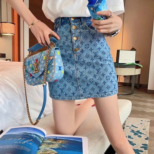 

quality version] 2020 summer new style versatile classic presbyterian jacquard jeans skirt skirt female trend, White;black