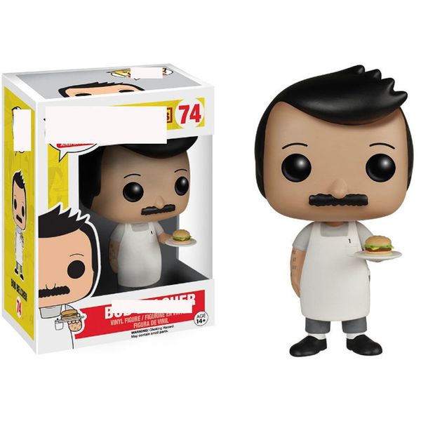 

funko pop happy burger bob belcher bob anime action figure hand office doll decoration model burgers toy 74 #