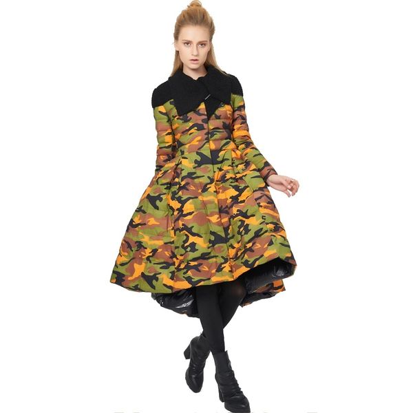 

winter stylish originality modeling design large hemline slim attractively thin girl's down coat women's down jacket 80988-1, Black