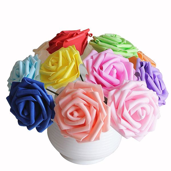 

25 heads 7cm artificial flower fake foam rose flowers bride bouquet wedding party home decor diy wreath scrapbooking supplies