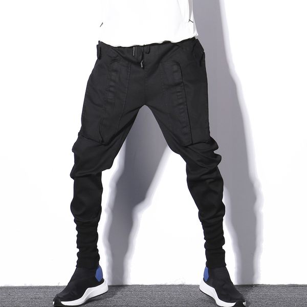 

hip hop pant black multi pocket fashionable and casual trousers fashion feet leisure trouser hip hop cargo pants streetwear