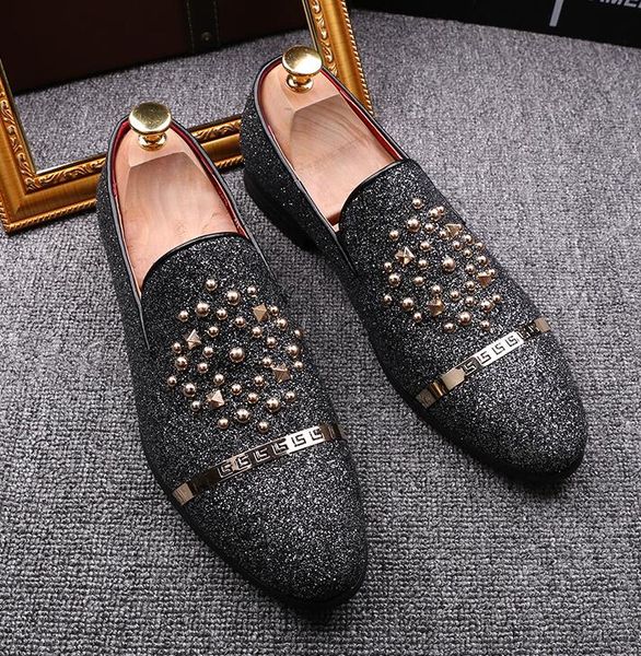 

2021 new mens loafers shoes denim and sequins casual men shoes size: eu39-43, Black