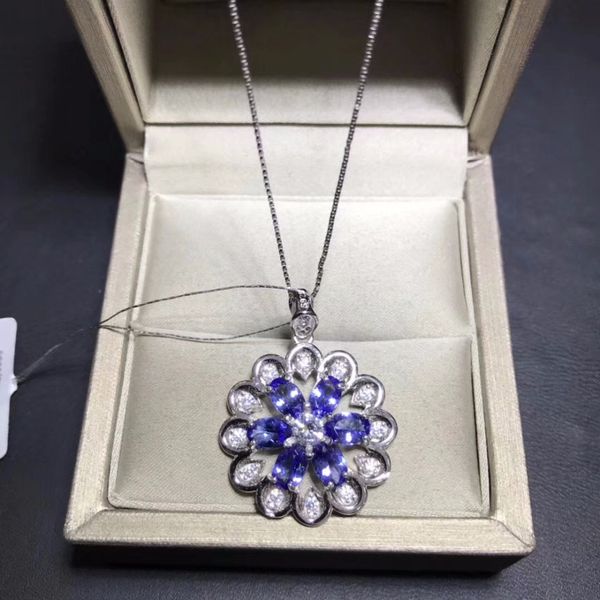 

uloveido women natural tanzanite gemstone pendant necklace women 925 sterling silver anniversary flower necklace pendant fn273