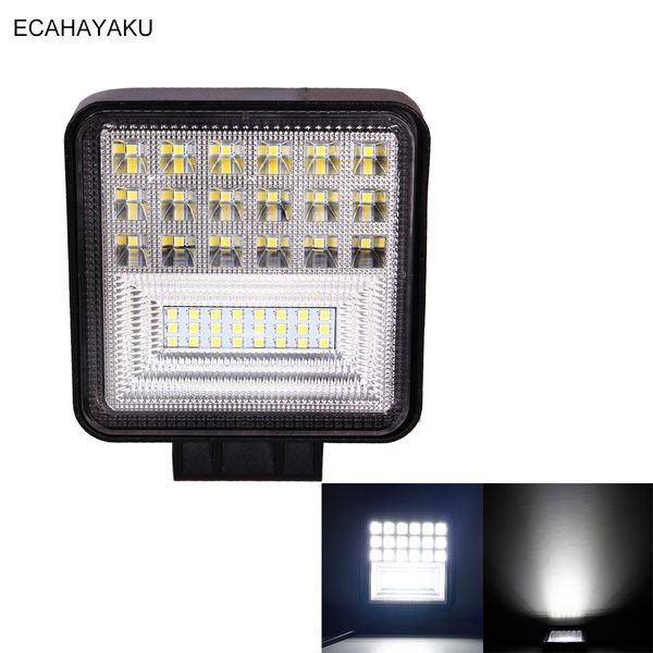 

ecahayaku 1pcs 4inch high power car led work lamp 126w 6000k white 12v 24v for offroad 4x4 heavy-duty truck boat jeep hummer atv