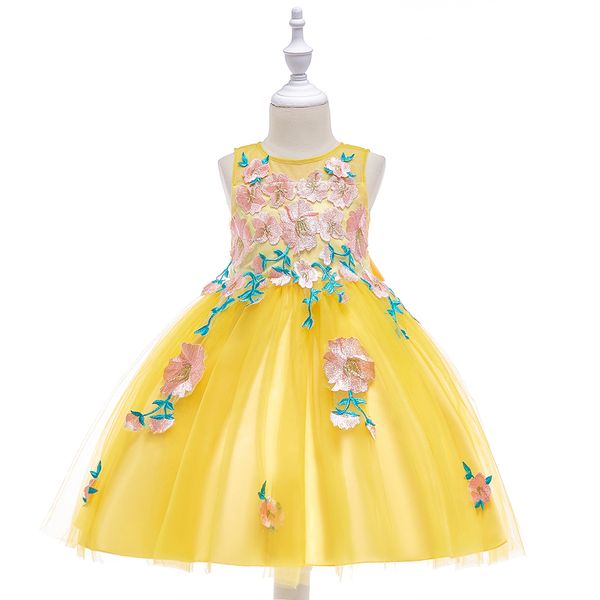 

kids children princess frocks tulle flower girl dress birthday wedding formal party bridal gown young girls wear, White;blue