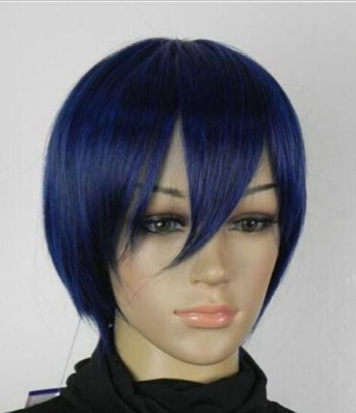 

+ new fashion dark blue short straight girl cosplay wig, Black;brown