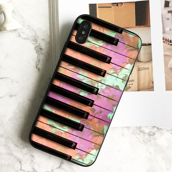 

coque luxury floral piano keys phone case for iphone 11 pro xs max xr 8 7 6s plus 5 se case soft black tpu silicone cover.