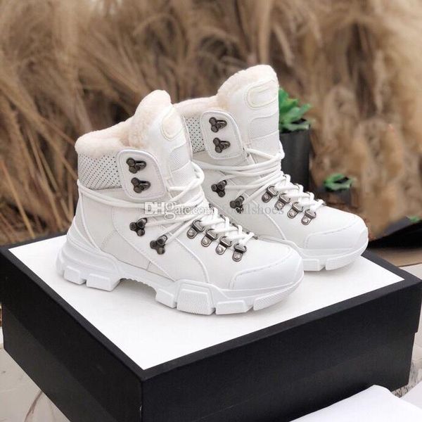 

white leather fur blush winter martin boots men shoes women ankle boot fashion luxe designer chaussures high sneakers retro boot, Black