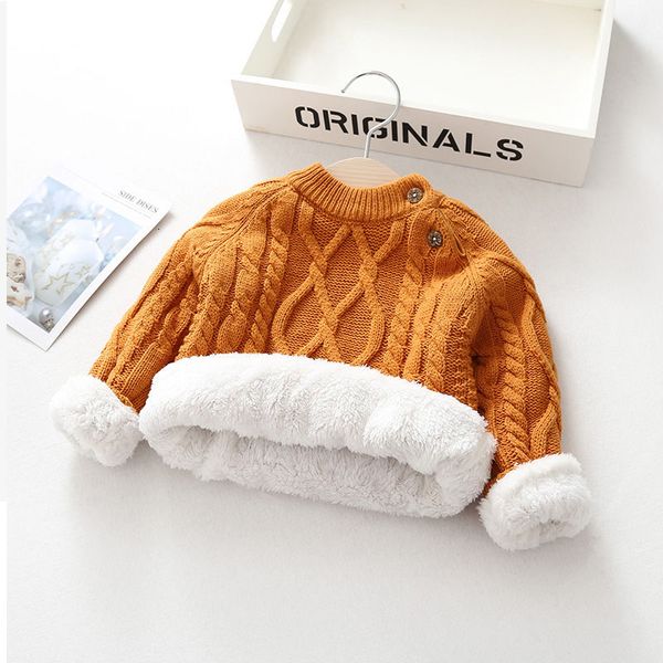 

2019 kids fashion winter thicken warm pure color sweater for boys girls children's sweaters new soft baby pullover toddlers, Blue