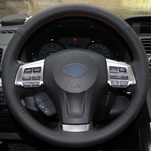 

leather steering wheel diy hand-stitch on wrap cover for subaru forester 13-15 legacy 13-14 outback 13-14 xv 13-15
