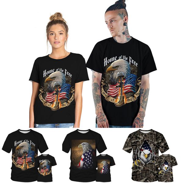 

stripe star 3d digital printed t-shirt 3 styles loose leisure short sleeves tee shirts couples matching clothes designer clothes jy276, Blue