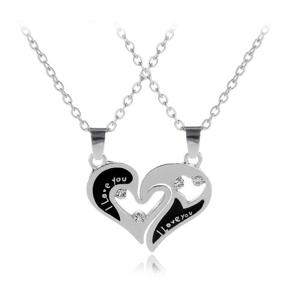 

i love you heart pendant necklace jewelry set for women couple romantic key shape couple lover gift ing, Silver