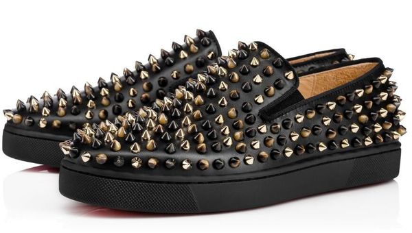 

red bottom sneakers casual shoes mens womens low silver designer full spikes roller boat flats skateboard loafers design man woman 002, Black