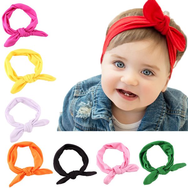 

new europe and america children 8 colors optional hair band stretch cloth rabbit ears baby headband headwear, Silver