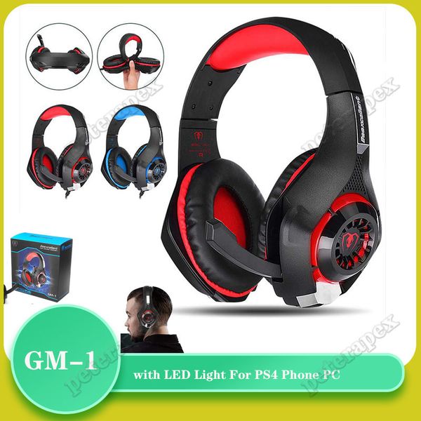 Игровая гарнитура GM-1 3,5 мм Ajustable Gaming Headphone Hearphone Hearphone Hearphate с светодиодом микрофона для телефона PS4