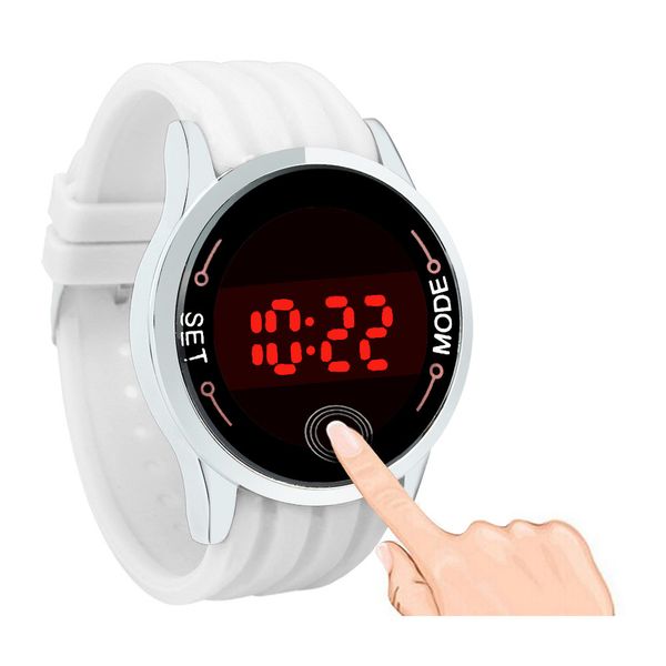 

fashion waterproof men led touch screen day date silicone wrist watch erkek izle herrenuhr reloj de hombre montre homme wd3, Slivery;brown