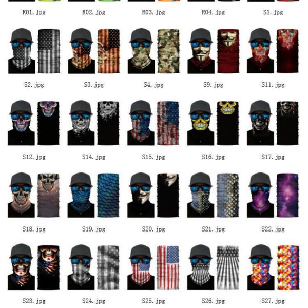 

us stock 10 pcs 3d sport neck skull bicycle fishing scarf bandanas shield face mask headband bandana headwear ring scarf bicycle balaclava, Black